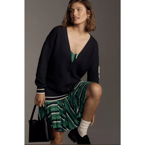 Anthropologie Varsity Twofer Cardigan Sweater - New XL - Picture 4 of 7